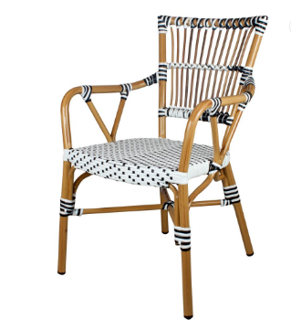 Outdoor French Bistro White/gray Rattan Restaurant Chairs