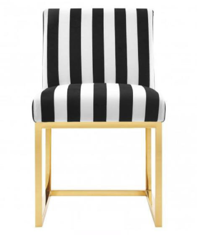 Gold plated stainless steel upholstered dining chair