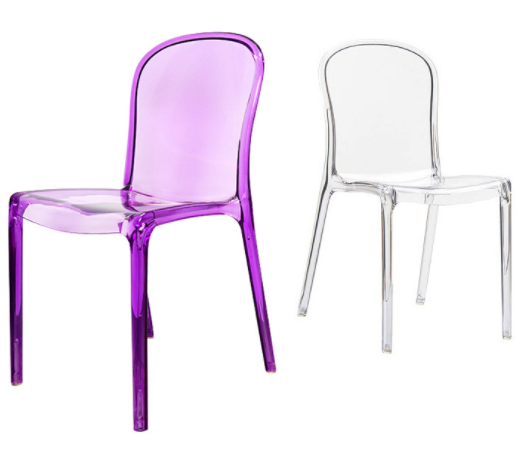 Plastic chair purple stackable acrylic chair