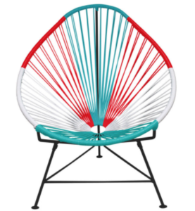 Black metal frame multicolor rattan weave acapulco chair