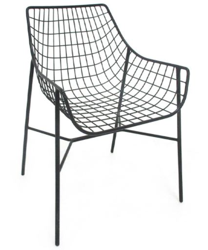 Black powder coated metal wire mesh dining chair