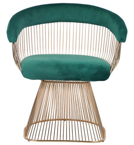 Luxury Green Velvet Velvet Upholstered Dining Chair With Gold Plating