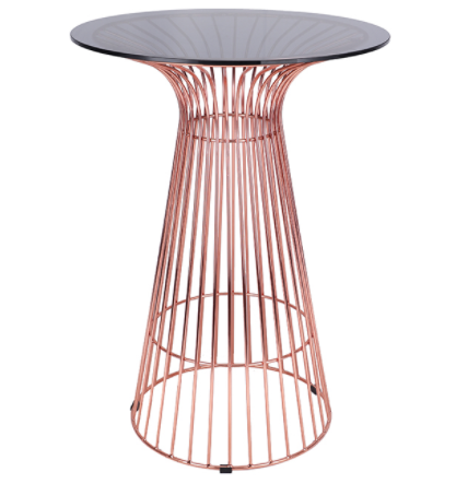 Good Quality Glass Top Metal Wire Round High Bar Table