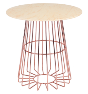 Marble Top Metal Wire Rose Gold Dining Table