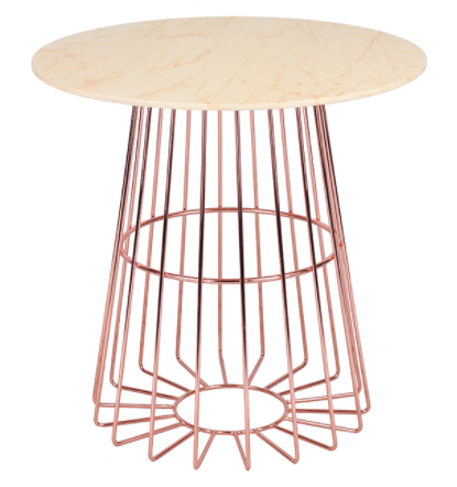 Marble Top Metal Wire Rose Gold Dinning Table