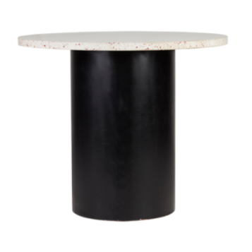 Terrazzo top with black round metal base cafe table