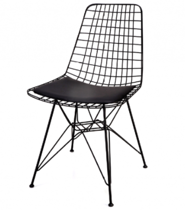 Metal Wire Black Painted Cafe Restaurant Wire Chair