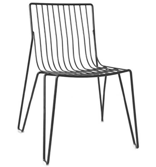 Black powder coated metal wire bistro cafe chair