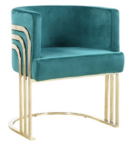 Luxury design stainless steel emerald green velvet upholstered dining chair for hotel