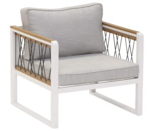 Garden furniture white aluminum frame PS wood rope chair