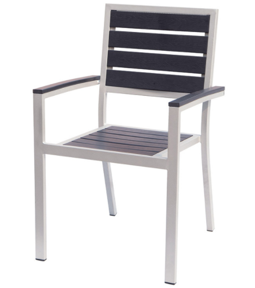 Aluminum frame plastic wood  stackable dining chair