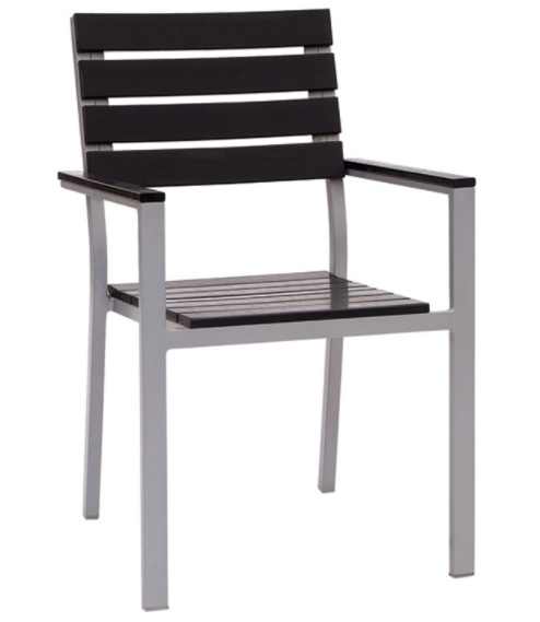 Aluminum frame plastic wood garden dining chair