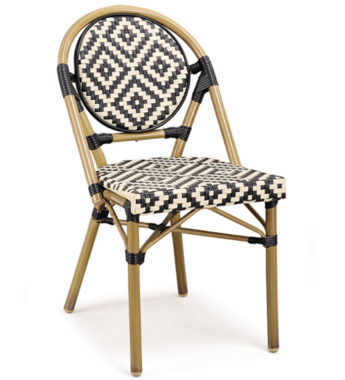 Outdoor aluminum bistro bamboo look dining chairs