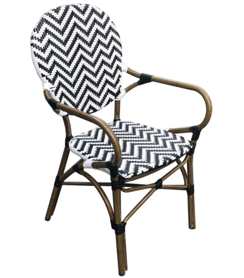 French bistro chair aluminum frame rattan cafe chair