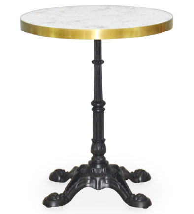 Black metal base marble top round dining table