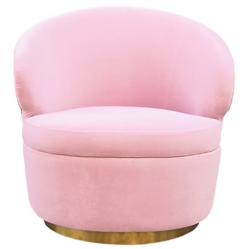 Brass gold base pink velvet upholstered armchair