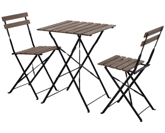 Garden wooden bistro folding chair and table set