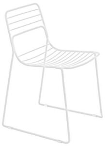 White powder coated metal wire dining chair