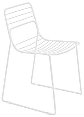 White powder coated metal wire dining chair
