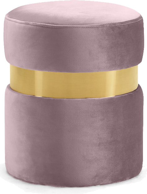 Brass Gold Stainless Steel Ring Pink Velvet Round Ottoman Stool