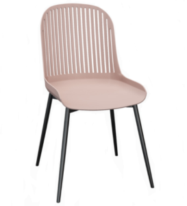 Black metal legs pink plastic dining chair