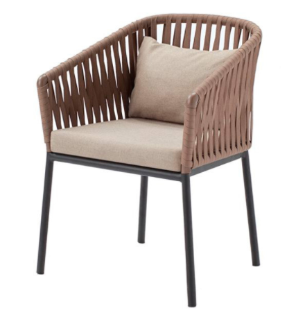 Garden furniture aluminum frame brown rope weaving dining chair
