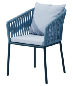 Garden furniture aluminum frame blue rope weaving dining chair