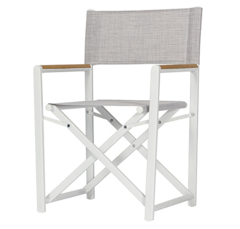 Garden chair white aluminum frame texiline fabric folding director chair
