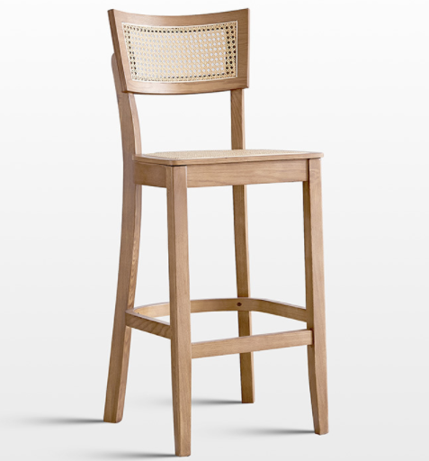 Modern design natural wooden frame cane high bar chair