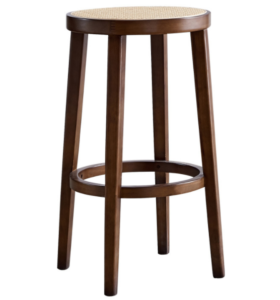 Walnut oak wood frame cane seat bar chair stool