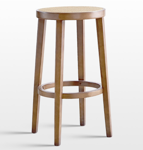 Natural oak wood frame cane bar stool