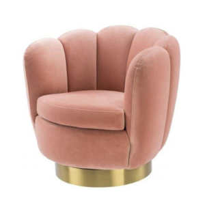 New design stainless steel base pink velvet upholstery tub accent chair