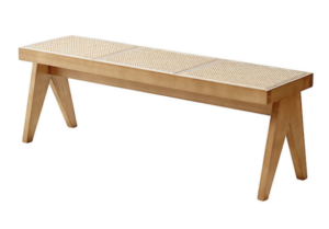 Natural ash wood frame cane seat bench