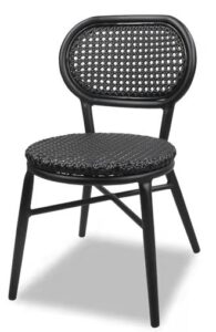 Black aluminum frame rattan garden bistro chair