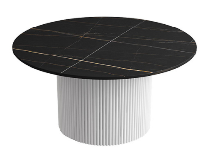 Black sintered stone top with metal base low coffee table