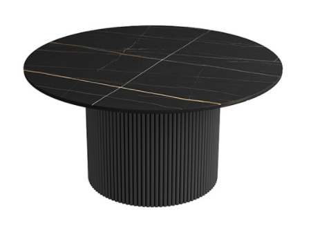 Sintered stone top with black metal base low coffee table