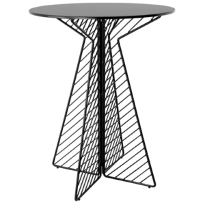 Black powder coated metal mesh round bar table