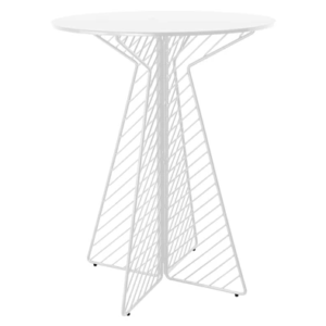 White powder coated metal mesh round bar table