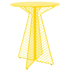 Event hire metal cocktail table yellow powder coated metal mesh round bar table