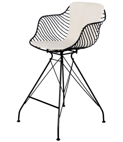 Aluminum bamboo finish textiline patio cafe chair