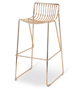 Metal wire bar chair in gold
