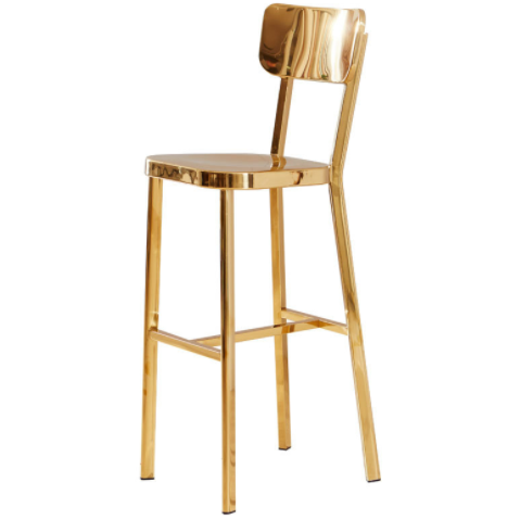 Golden painting metal legs white velvet bar chair
