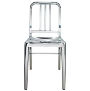 Metal restaurant chair polished stainless steel navy dining chair