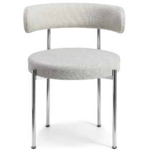 New design chromed stainless steel frame gray linen fabric dining chair