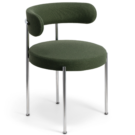 Foshan factory direct metal frame green linen fabric upholstered cafe chair
