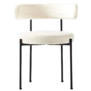 Wholesale furniture supplier black metal frame fur fabric upholstered dining chair
