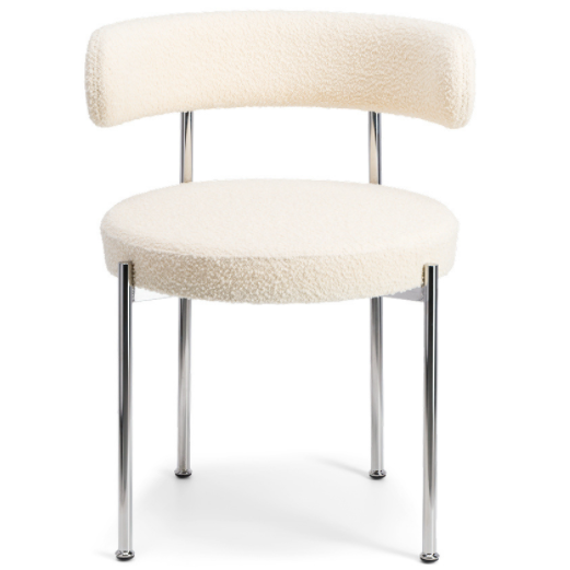 Wholesale foshan furniture supplier silver stainless steel frame fur fabric upholstered dining chair