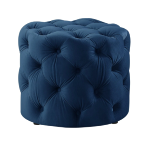Foshan factory Contemporary style navy blue velvet button tufted round ottoman stool