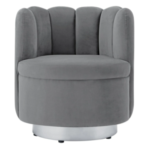 Modern design stainless steel base gray velvet Tufted Channel Back Accent Chair