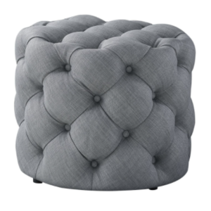 Foshan factory Contemporary style gray linen button tufted round ottoman stool
